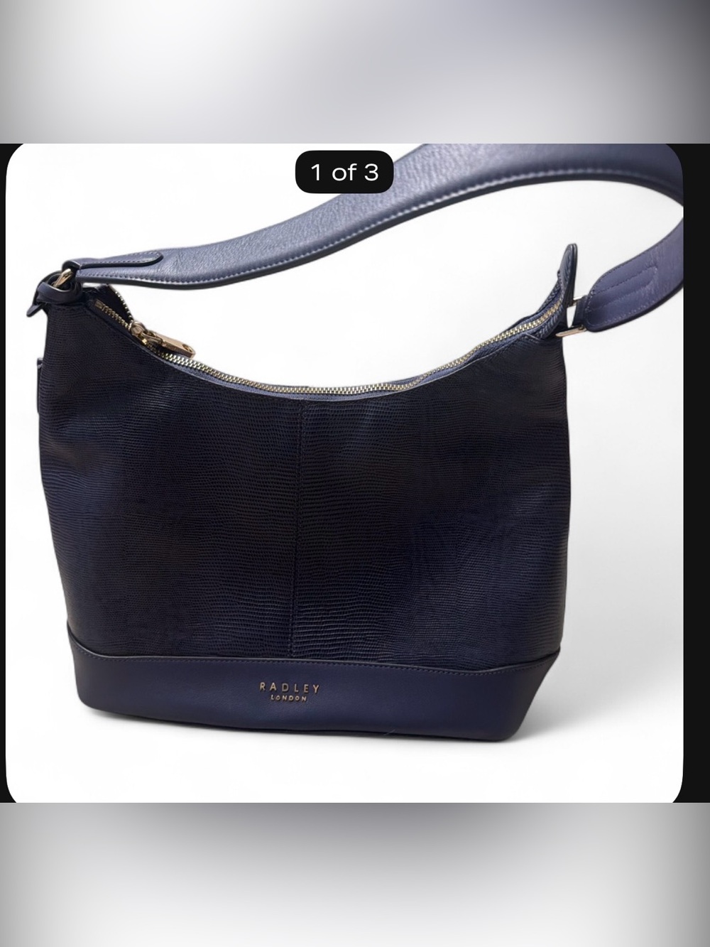 Radley London Navy Textured Leather Shoulder Bag - Women's Handbag - Picture 2 of 5
